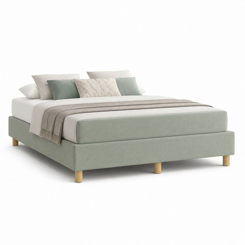 Letto matrimoniale imbottito verde salvia in poliestere rettangolare 160 x 200 cm