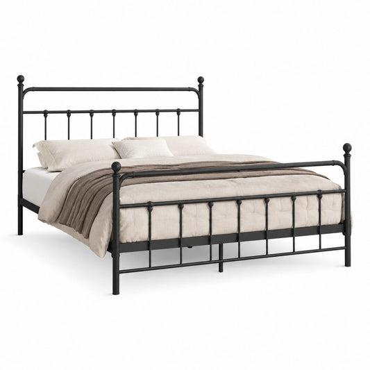 Letto matrimoniale con struttura in acciaio nero 160 x 200 cm