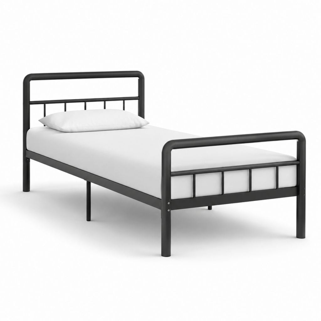 Struttura letto singolo nera in acciaio 90 x 190 cm