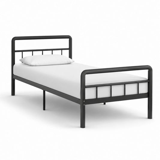 Struttura letto singolo nera in acciaio 90 x 190 cm