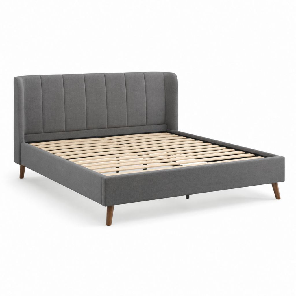Letto matrimoniale con struttura grigio scuro in poliestere e rete a doghe 160 x 200 cm