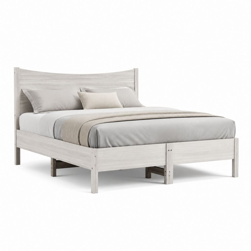 Letto matrimoniale con struttura in pino massello grigio chiaro rettangolare per materasso 160 x 200 cm 169 x 210 x 105 cm