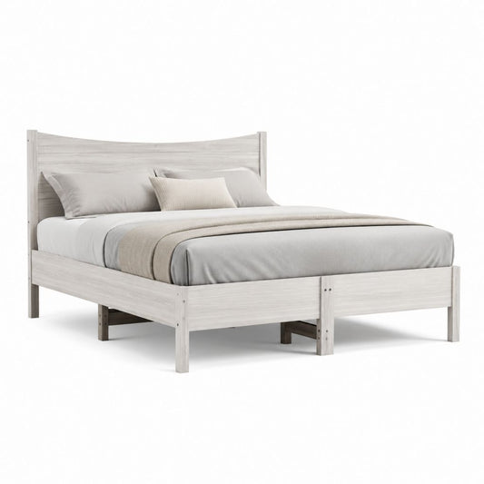 Letto matrimoniale con struttura in pino massello grigio chiaro rettangolare per materasso 160 x 200 cm 169 x 210 x 105 cm