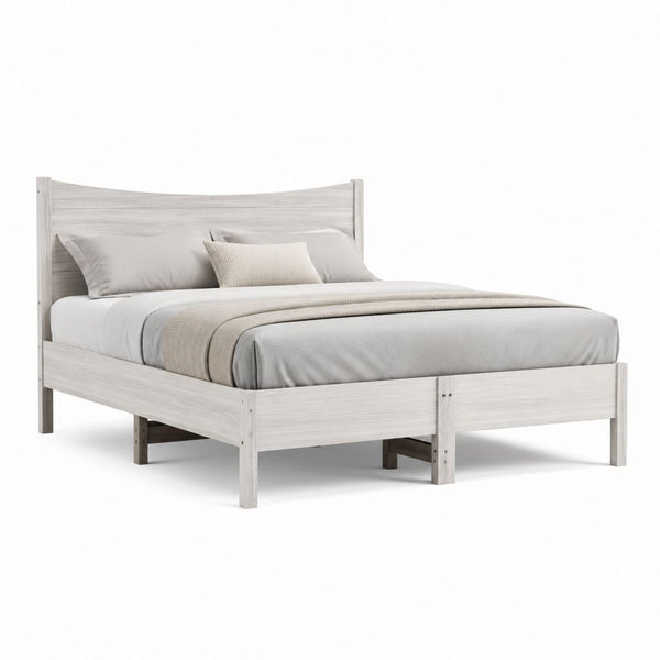 Letto matrimoniale con struttura in pino massello grigio chiaro rettangolare per materasso 160 x 200 cm 169 x 210 x 105 cm