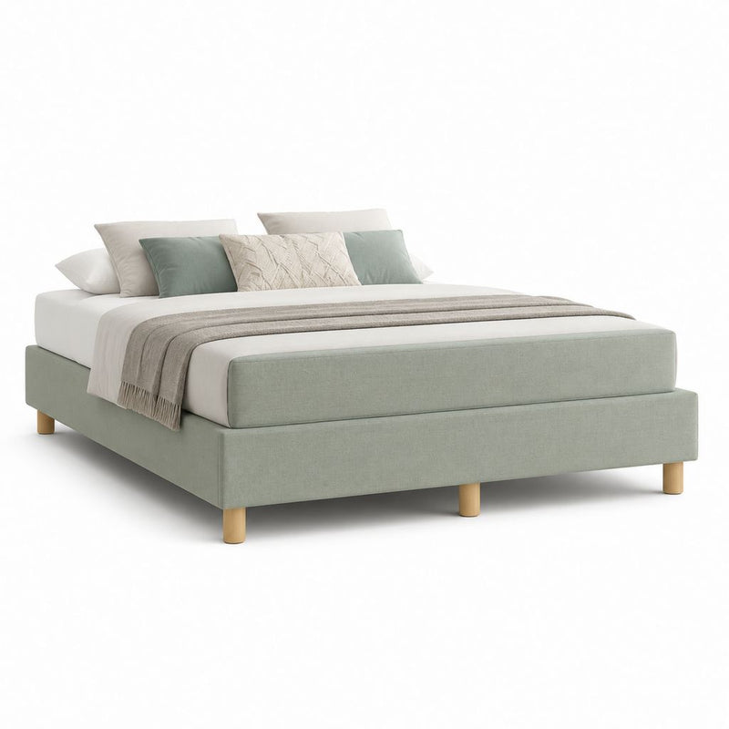 Letto matrimoniale imbottito verde salvia in poliestere rettangolare 160 x 200 cm