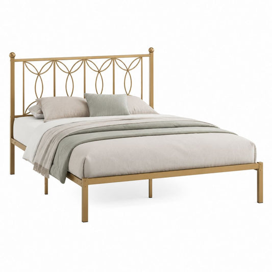 Letto matrimoniale con struttura in acciaio dorato rettangolare 160 x 200 cm