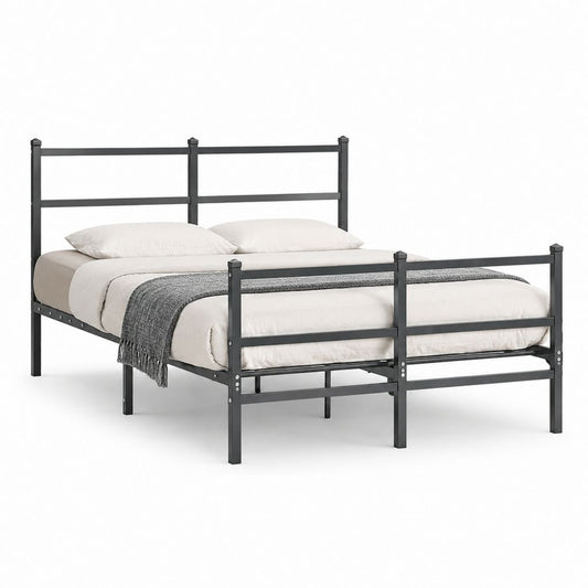 Letto matrimoniale in acciaio nero con struttura rettangolare 160 x 200 cm