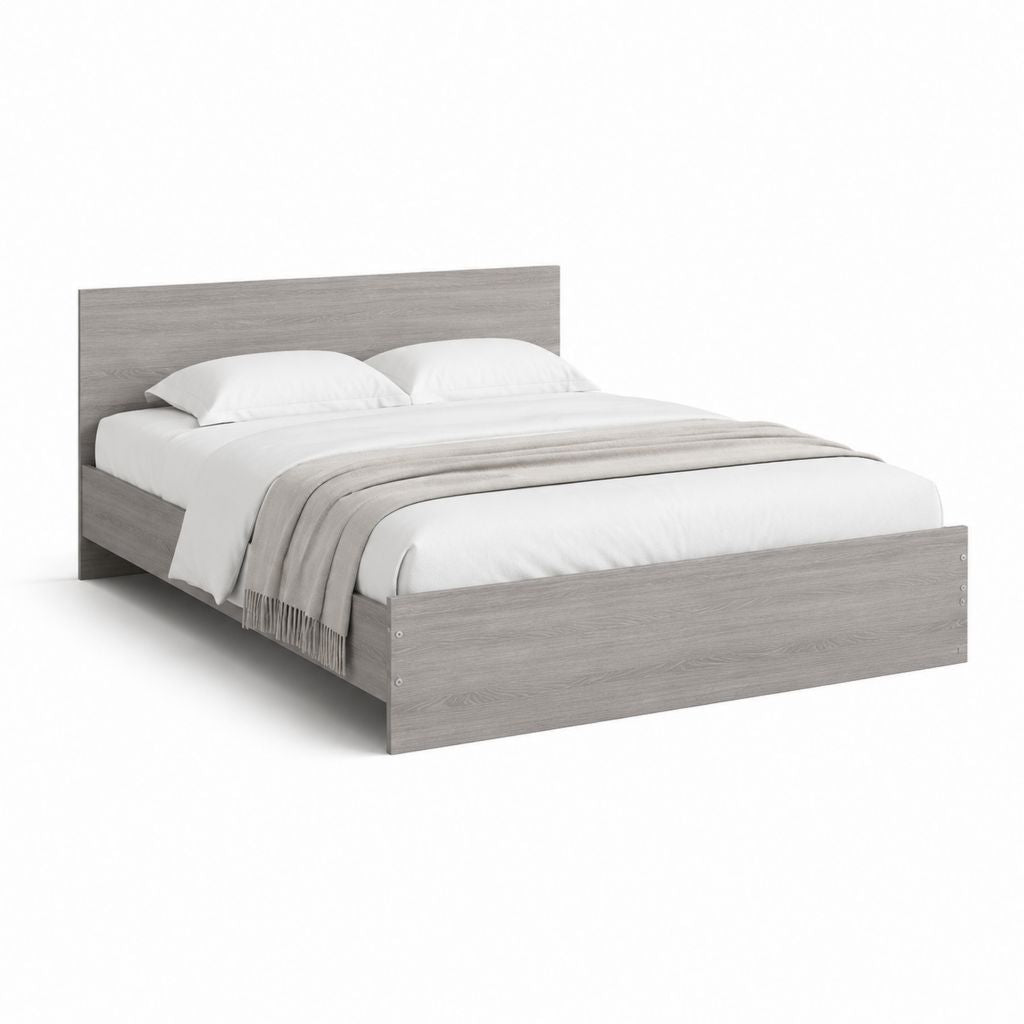 Letto matrimoniale struttura rettangolare grigio in pannelli di particelle 160 x 200 cm 166 x 205 x 90 cm